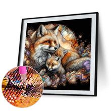 Load image into Gallery viewer, Glass Pattern Fox Family 40*40CM(Canvas) Full Round Drill Diamond Painting
