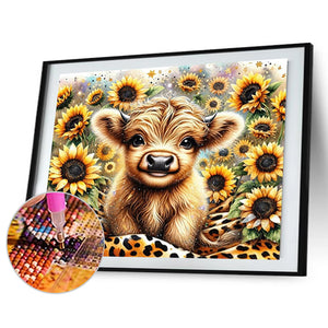 Sunflower Consumes Cow 50*40CM(Canvas) Full Round Drill Diamond Painting