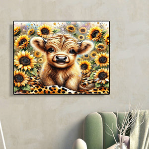 Sunflower Consumes Cow 50*40CM(Canvas) Full Round Drill Diamond Painting