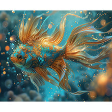 Load image into Gallery viewer, Gold Powder Betta 50*40CM(Canvas) Full Round Drill Diamond Painting
