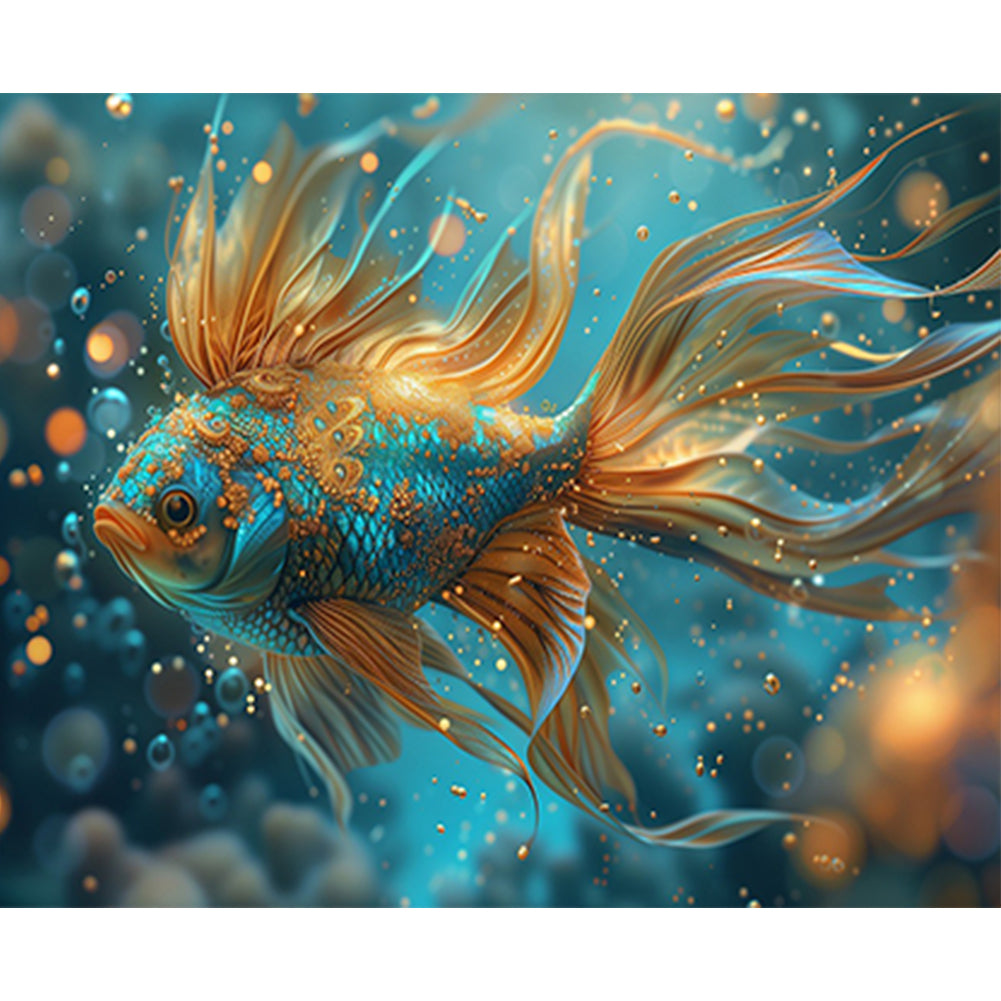 Gold Powder Betta 50*40CM(Canvas) Full Round Drill Diamond Painting