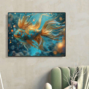 Gold Powder Betta 50*40CM(Canvas) Full Round Drill Diamond Painting