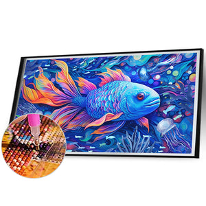 Blue Fish 70*40CM(Canvas) Full Round Drill Diamond Painting