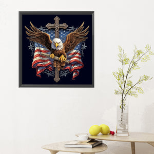American Eagle Cross 30*30CM(Canvas) Full Round Drill Diamond Painting