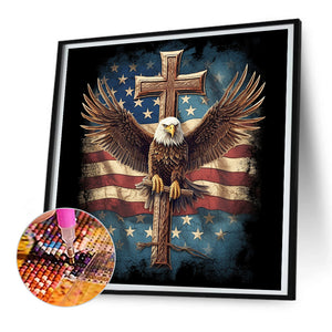 American Eagle Cross 30*30CM(Canvas) Full Round Drill Diamond Painting