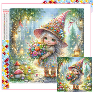 Little Girl Giving Flowers In Spring 40*40CM(Picture) Full Square Drill Diamond Painting