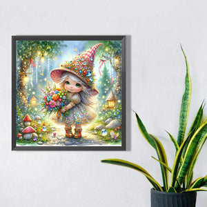 Little Girl Giving Flowers In Spring 40*40CM(Picture) Full Square Drill Diamond Painting