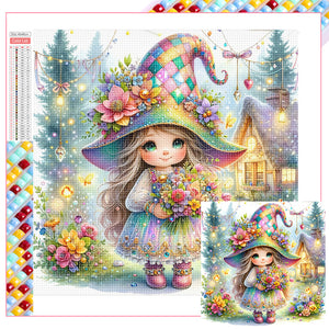 Little Girl Giving Flowers In Spring 40*40CM(Picture) Full Square Drill Diamond Painting