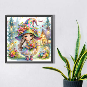 Little Girl Giving Flowers In Spring 40*40CM(Picture) Full Square Drill Diamond Painting