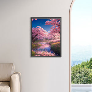 Romantic Sakura 30*40CM(Canvas) Full Square Drill Diamond Painting