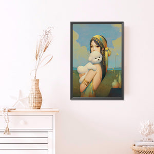 Girl Holding Puppy 40*60CM(Picture) Full AB Round Drill Diamond Painting