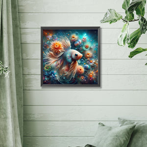 Betta In The Sea Of Flowers 30*30CM(Canvas) Full Square Drill Diamond Painting