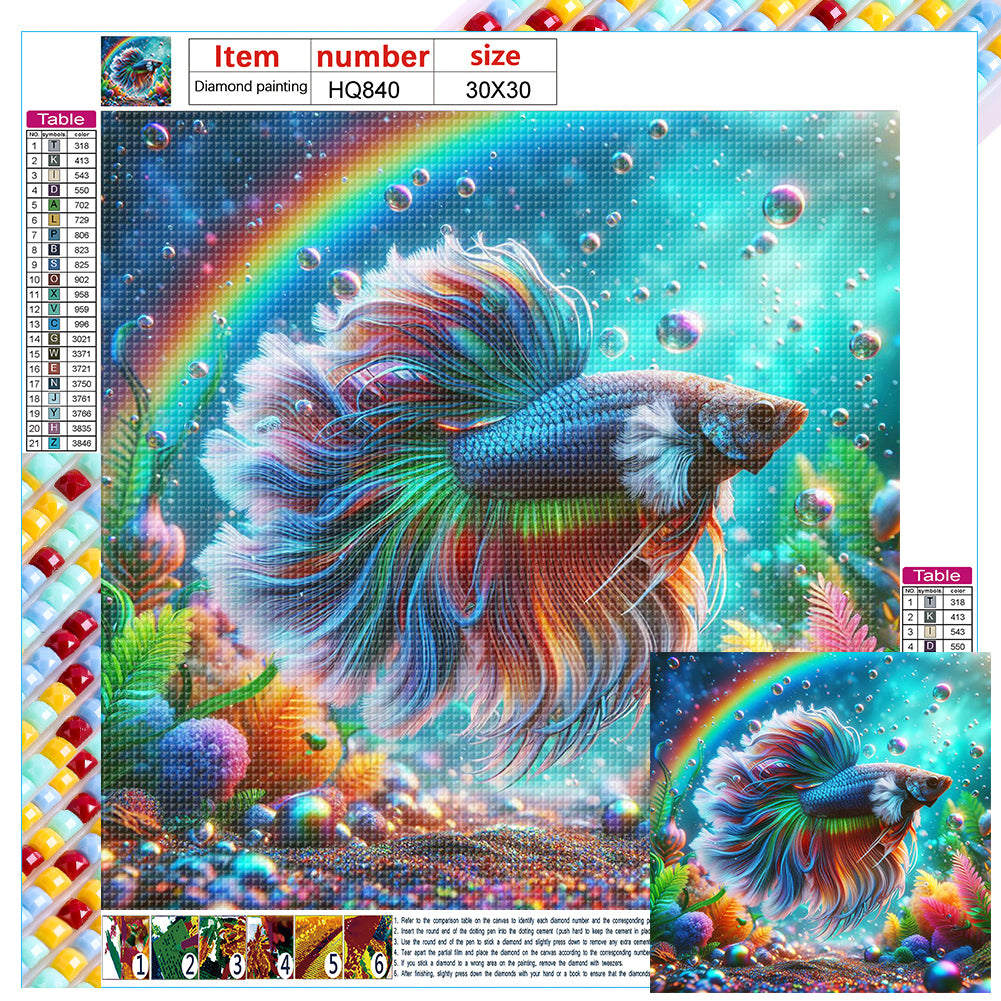 Rainbow Betta 30*30CM(Canvas) Full Square Drill Diamond Painting