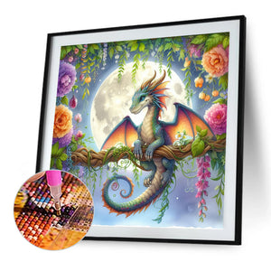 Qinglong Under The Moon 30*30CM(Canvas) Full Square Drill Diamond Painting