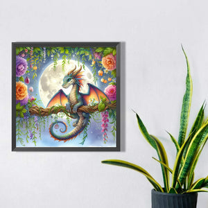 Qinglong Under The Moon 30*30CM(Canvas) Full Square Drill Diamond Painting