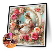 Load image into Gallery viewer, Woman Using Sewing Machine 30*30CM(Canvas) Full Round Drill Diamond Painting

