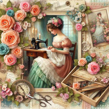 Load image into Gallery viewer, Woman Using Sewing Machine 30*30CM(Canvas) Full Round Drill Diamond Painting
