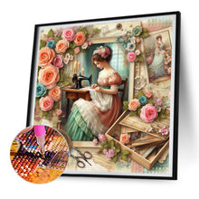 Load image into Gallery viewer, Woman Using Sewing Machine 30*30CM(Canvas) Full Round Drill Diamond Painting
