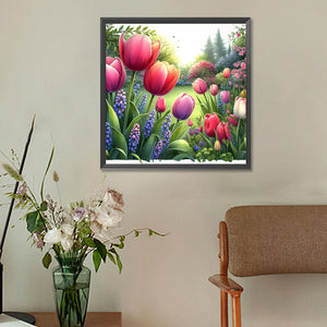 Spring Garden 30*30CM(Canvas) Full Round Drill Diamond Painting