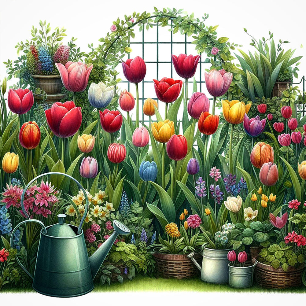 Spring Garden 30*30CM(Canvas) Full Round Drill Diamond Painting