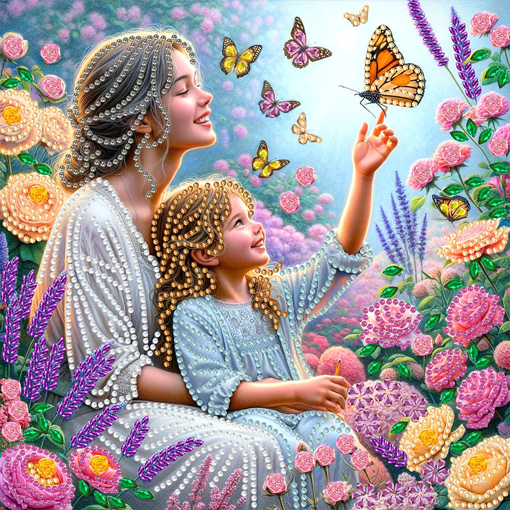 Mother And Son 30*30CM(Canvas) Partial Special Shaped Drill Diamond Painting