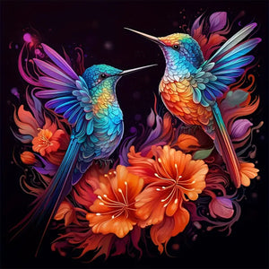 Hummingbird And Flower 30*30CM(Canvas) Full Round Drill Diamond Painting