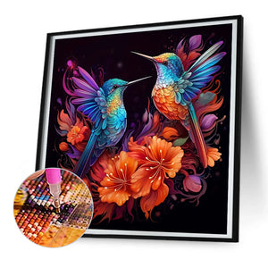 Hummingbird And Flower 30*30CM(Canvas) Full Round Drill Diamond Painting