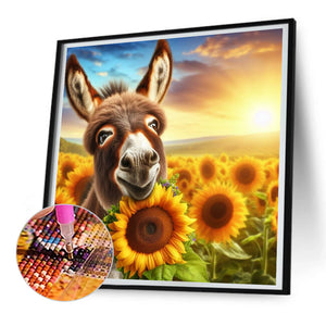 Donkey And Sunflower 30*30CM(Canvas) Full Round Drill Diamond Painting