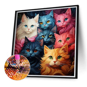Colorful Cats 40*40CM(Canvas) Full Round Drill Diamond Painting