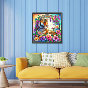 Flower Tiger 30*30CM(Canvas) Partial Special Shaped Drill Diamond Painting