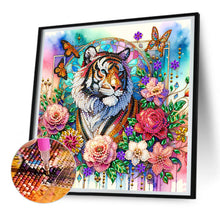 Load image into Gallery viewer, Flower Tiger 30*30CM(Canvas) Partial Special Shaped Drill Diamond Painting
