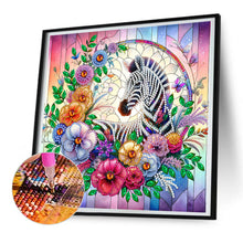 Load image into Gallery viewer, Flower Zebra 30*30CM(Canvas) Partial Special Shaped Drill Diamond Painting
