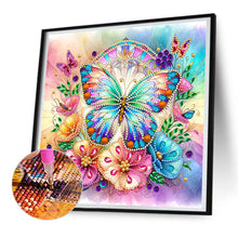 Load image into Gallery viewer, Flowers Butterfly 30*30CM(Canvas) Partial Special Shaped Drill Diamond Painting
