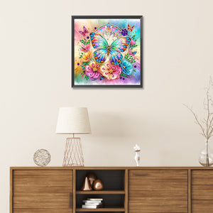 Flowers Butterfly 30*30CM(Canvas) Partial Special Shaped Drill Diamond Painting
