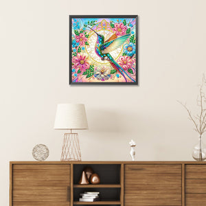 Flower Hummingbird 30*30CM(Canvas) Partial Special Shaped Drill Diamond Painting