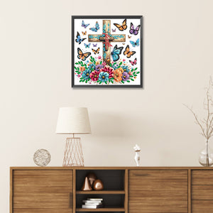 Cross Butterfly 30*30CM(Canvas) Partial Special Shaped Drill Diamond Painting
