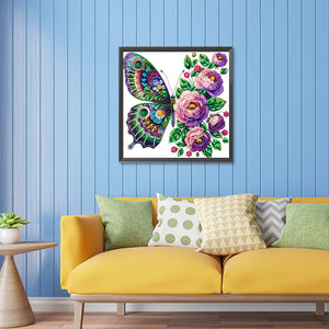 Flowers Butterflies 30*30CM(Canvas) Partial Special Shaped Drill Diamond Painting