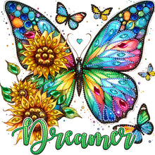 Load image into Gallery viewer, Sunflower Butterfly 30*30CM(Canvas) Partial Special Shaped Drill Diamond Painting
