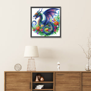 Flower Dragon 30*30CM(Canvas) Partial Special Shaped Drill Diamond Painting