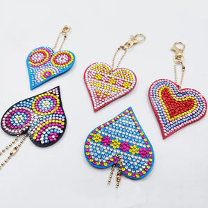 5pcs Diamond Keychains Art Craft DIY Handmade Rhinestone Pendant Kid Adult Gifts