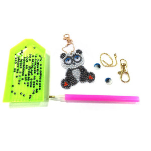 DIY Keychain Hand Made Diamond Painting Full Drill Pendants Art Crafts (Panda)