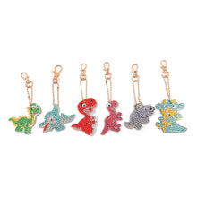 Load image into Gallery viewer, 6pcs DIY Diamond Painting Bag Pendant Cartoon Dinosaur Keychain for Decor (G)
