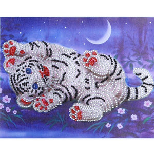 Tiger 30X25CM(Canvas) Partial Special Shaped Drill Diamond Painting