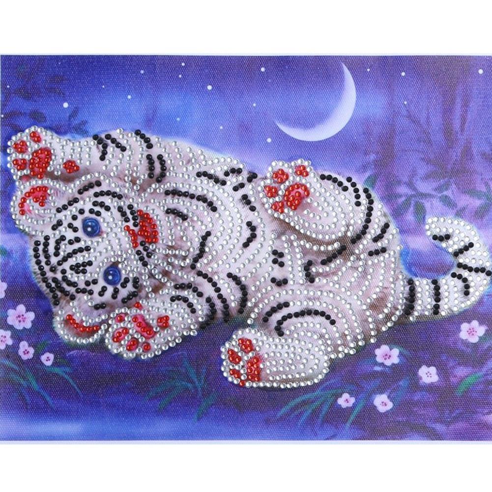 Tiger 30X25CM(Canvas) Partial Special Shaped Drill Diamond Painting