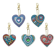 Load image into Gallery viewer, 5pcs DIY Full Special Shaped Love Heart Diamond Painting Keychain Pendant
