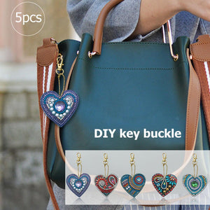 5pcs DIY Full Special Shaped Love Heart Diamond Painting Keychain Pendant