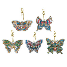 Load image into Gallery viewer, 5pcs DIY Special Shaped Full Drill Butterfly Diamond Painting Keychain Kits
