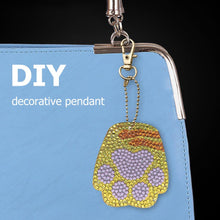 Load image into Gallery viewer, 4pcs DIY Full Drill Diamond Painting Keyring Cartoon Cat Bear Paw Keychain
