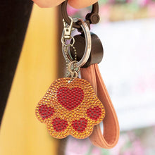 Load image into Gallery viewer, 4pcs DIY Full Drill Diamond Painting Keyring Cartoon Cat Bear Paw Keychain
