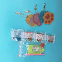 Load image into Gallery viewer, 4pcs DIY Full Drill Diamond Painting Keyring Cartoon Cat Bear Paw Keychain
